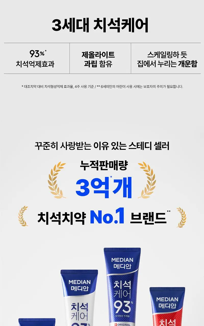 [불소 포함]메디안 치석케어 화이트 치약 120G 상세페이지 3